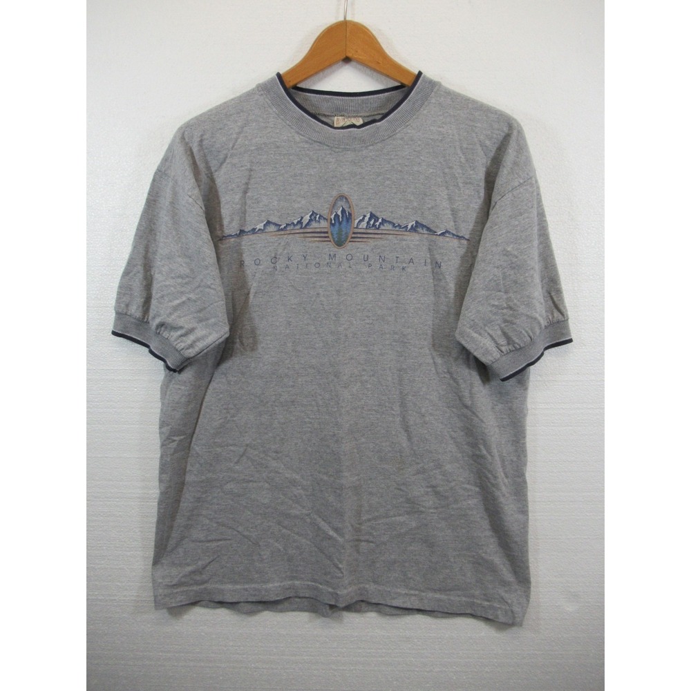 Vintage 90s Rocky Mountain National Park T-Shirt Men Large Gray Prairie Mountain